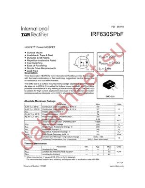 IRF630SPBF datasheet  